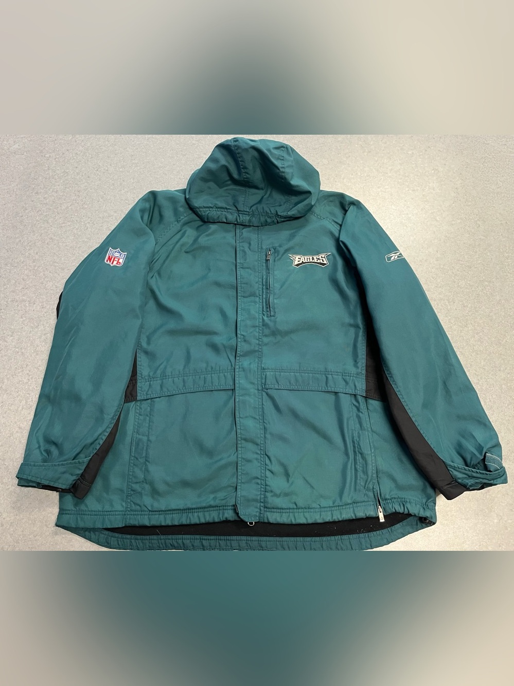 Vintage Philadelphia Eagles NFL Reebok Fleece Lined Hooded Jacket—XL